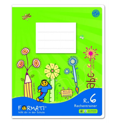 Rechenheft 060562066, kariert / Lineatur R6, Quart 19,5x24cm, 80g, grün, 20 Blatt / 40 Seiten