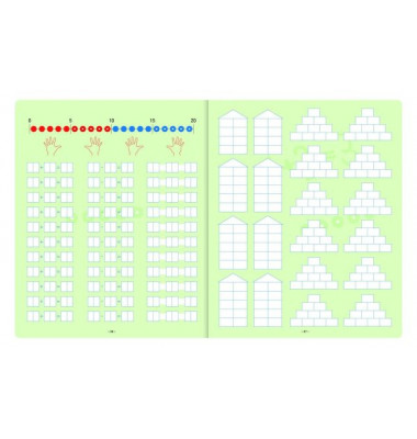 Rechenheft 060562068, kariert / Lineatur R8, Quart 19,5x24cm, 80g, grün, 20 Blatt / 40 Seiten