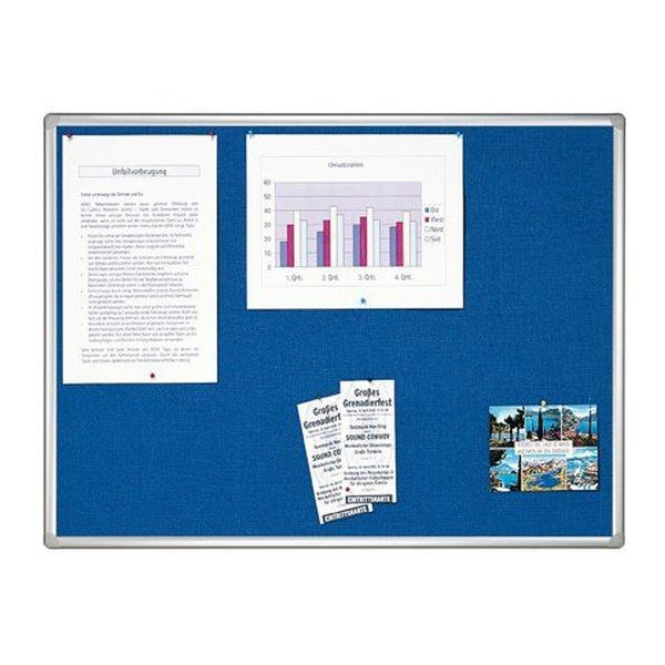 4016946206341 - Pinnwandtafel PRO Filz Wandmontage Hoch- Querformat Aluminium blau 900 x 600 mm