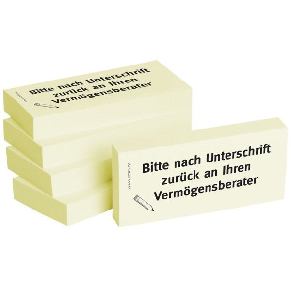 4260184863136 - Haftnotizen bedruckt 1301010113 Business Haftnotizen 1301010113 gelb rechteckig Bitte nach Unterschrift zurück an Ihren Ver 500 Blatt