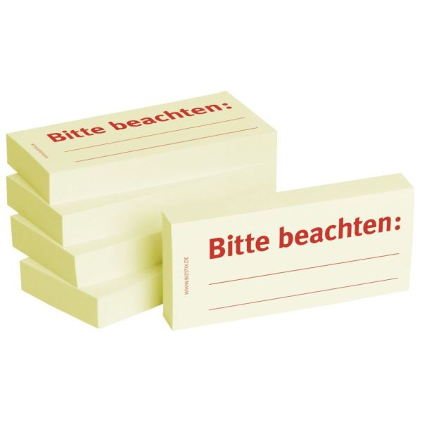 4260184863518 - Haftnotizen bedruckt 1301010151 Business Haftnotizen 1301010151 gelb rechteckig Bitte beachten 75x35mm 4260184863518 BIZS 500 Blatt