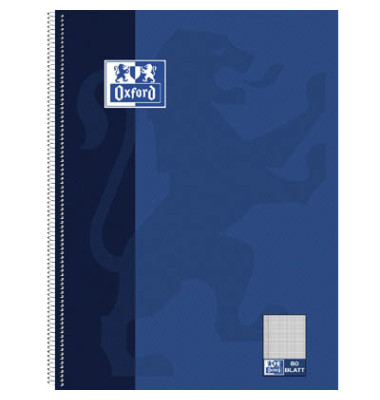 Collegeblock 100050358 Schule, Lineatur 22 / liniert mit Rand innen, A4+, 90g, blau, 80 Blatt