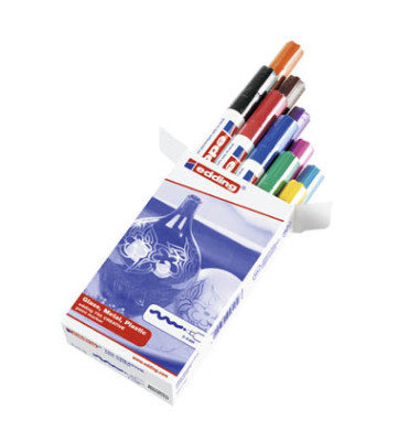 Lackmarker-Set 750, 4-750-9-999, Pack, gelb/orange/rot/rosa/lila/blau/hellblau/grün/braun/schwarz, 2-4mm Rundspitze