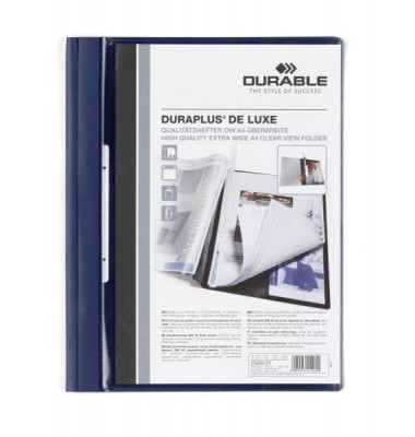 Schnellhefter Duraplus deLuxe 2589 A4+ überbreit dunkelblau PVC Kunststoff kaufmännische Heftung bis 100 Blatt mit Abheftlochung