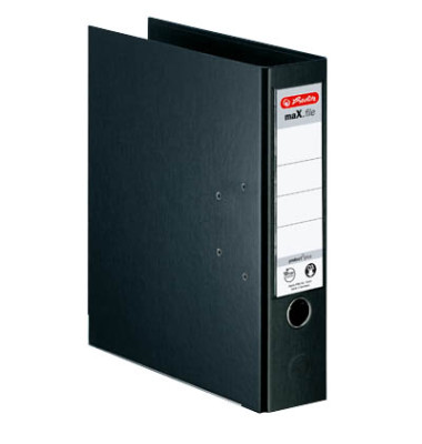 Ordner maX.file protect plus 10834315, A4 80mm breit PP vollfarbig schwarz