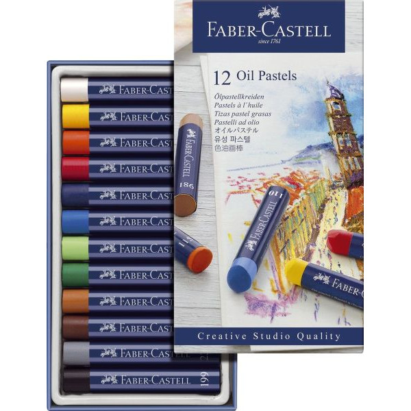 4005401270126 - Pastell-Ölkreide Goldfaber 127012 12er Etui farbig sortiert rund 10x70mm 12 Stück