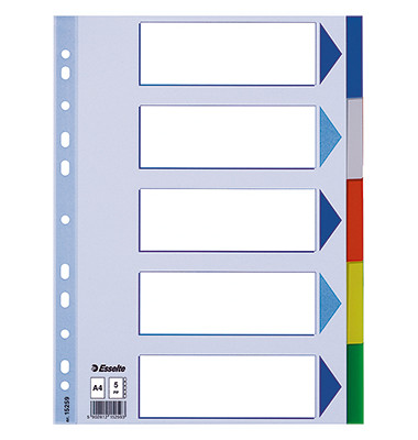 Kunststoffregister 15259 blanko A4 0,12mm farbige Taben 5-teilig