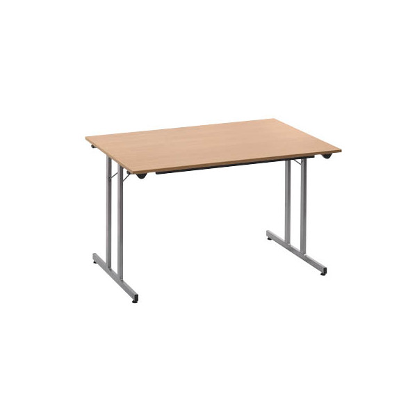 3700245507759 - Klapptisch STANDARD Vierkant-Gestell mit Höhenausgleichsschrauben 1200 x 600 mm Gestell alufarben Platte Buche-Dekor