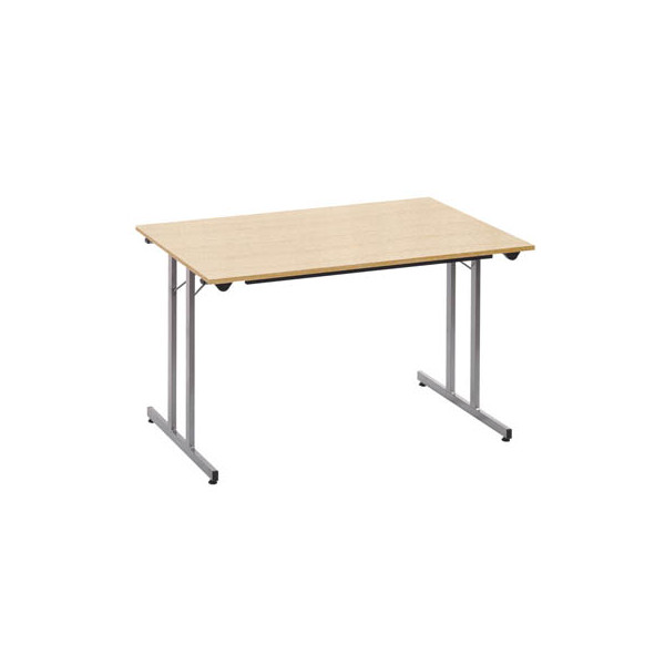 3700245507728 - Klapptisch STANDARD Vierkant-Gestell mit Höhenausgleichsschrauben 1200 x 600 mm Gestell alufarben Platte Ahorn-Dekor