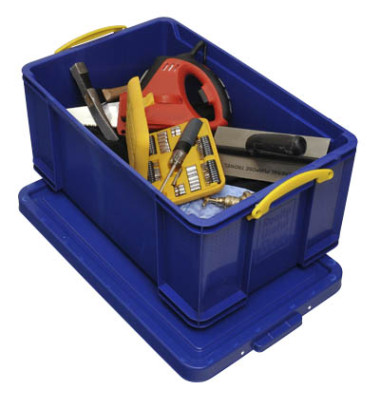 Aufbewahrungsbox 64B, 64 Liter mit Deckel, für A4 Ordner, außen 710x440x310mm, Kunststoff blau