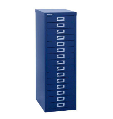 Schubladenschrank MultiDrawer™ 39er Serie L3915839, Stahl, 15 Schubladen (Vollauszug), A4, 27,9 x 86 x 38 cm, blau