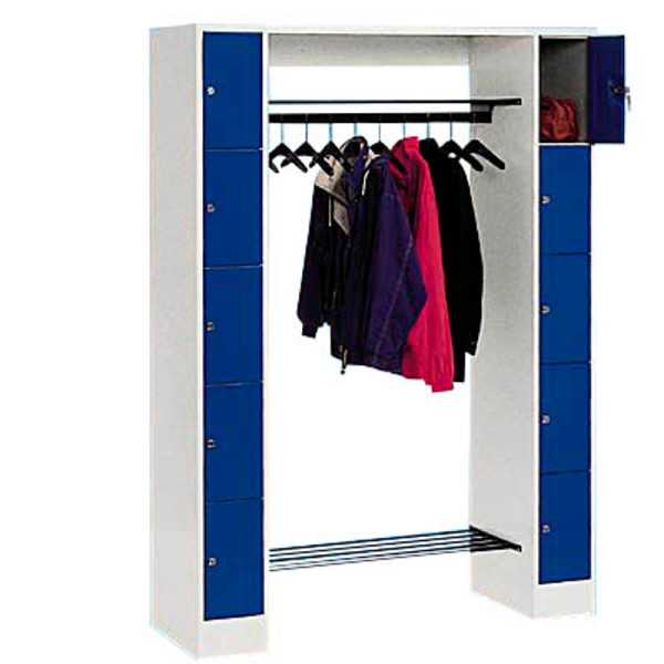 4025314614169 - CP Garderobe mit Schließfächern Serie 8070 lichtgrau enzianblau 80710-00 S10005 10 Schließfächer 1430 x 480 x 1950 cm