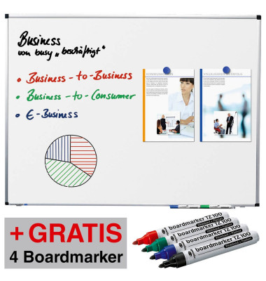 Whiteboard Premium 90 x 180cm lackiert Aluminiumrahmen