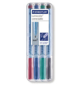 Folienstift F 0,6 mm farbig sortiert trocken abwischbar 4er Etui