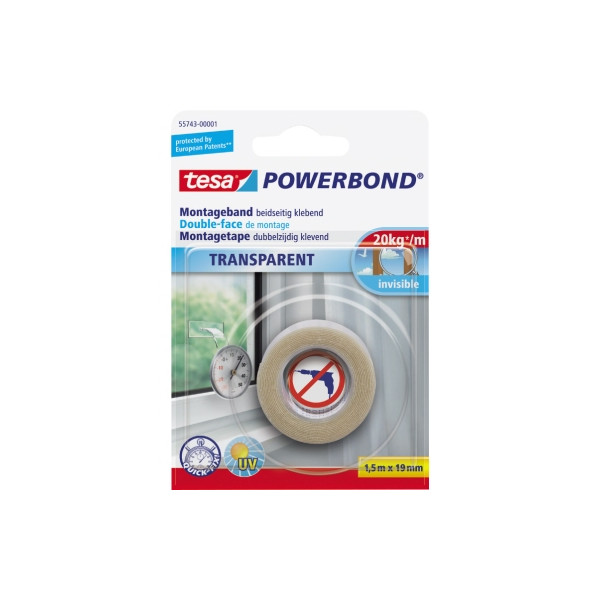 4042448843142 - TESA 55743 - Montageband tesa Powerbond® Transparent 15 m x 19 mm