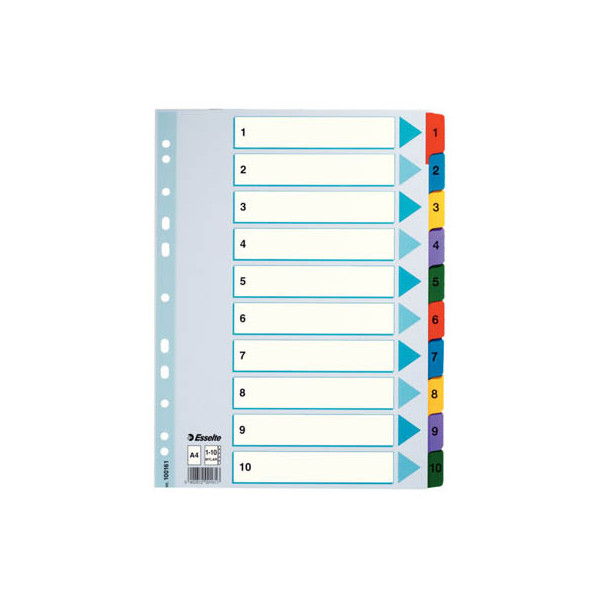 5902812622133 - Kartonregister 100161 1-10 A4 160g farbige Taben 10-teilig 5902812622133 Esselte