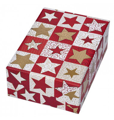 Geschenkpapier Silent Night Sterne rot/gold 50cm x 20m