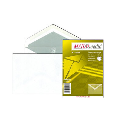 Briefumschlag 30002360, C6, ohne Fenster, nassklebend, 72g, weiß