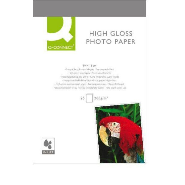 5705831019065 - Fotopapier High Gloss KF01906 10x15cm für Inkjet 260g weiß hochglänzend einseitig bedruckbar 5705831019065 Q-CONNECT 25 Blatt