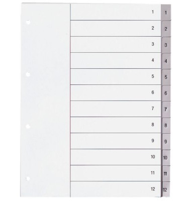 Kunststoffregister KF02294 1-12 A4+ 0,12mm graue Taben 12-teilig