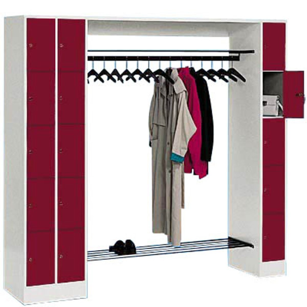 4025314615531 - CP Garderobe mit Schließfächern Serie 8070 lichtgrau rubinrot 80730-00 S10004 15 Schließfächer 2100 x 480 x 1950 cm