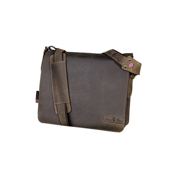 4021068471386 - Umhängetasche ben 35 x 29 x 11 cm (b x h x t) Klettverschluss zwei Fächern Hauptfach mit Handytasche Einsteckfach gepolstertem Laptopfach Leder braun