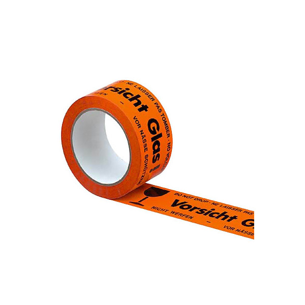 4255704300697 - Signalpackband 100052 Vorsicht Glas 50mm x 66m PP leise abrollbar orange schwarz 4255704300697 100052