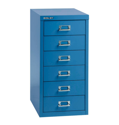 Schubladenschrank MultiDrawer™ 29er Serie L296105, Stahl, 6 Schubladen (Vollauszug), A4, 38 x 59 x 27,8 cm, blau