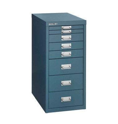 Schubladenschrank MultiDrawer™ 29er Serie L298105, Stahl, 8 Schubladen (Vollauszug), A4, 38 x 59 x 27,8 cm, blau