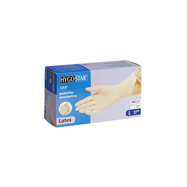 4015544267334 - Einmalhandschuhe Hygostar Grip 2671 Lebenmittelecht weiß Größe L 9 Latex 4015544267334 2671L 100 Stück