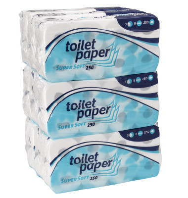 Toilettenpapier Super Soft 039818, 3-lagig, hochweiß, 250 Blatt / Rolle,