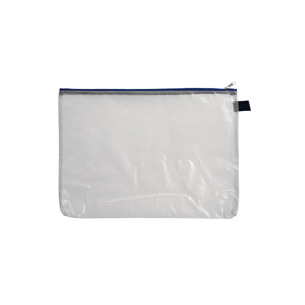 4250037413571 - Reißverschlußtasche Mesh Bag PVC A4 347x262mm farblos blau 4250037413571 FolderSys