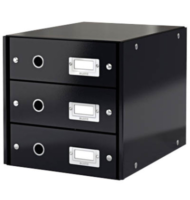 Schubladenbox Click&Store 6048-00-95 schwarz/schwarz 3 Schubladen geschlossen