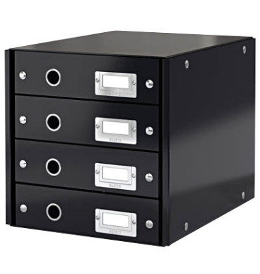 Schubladenbox Click&Store 6049-00-95 schwarz/schwarz 4 Schubladen geschlossen