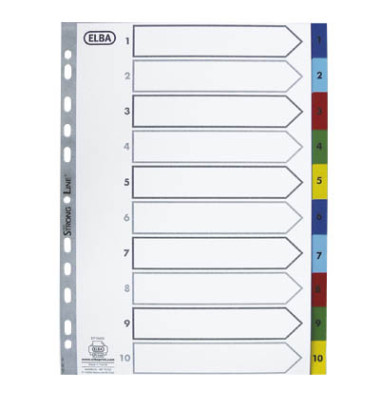 Kunststoffregister 400013907 1-10 A4 0,12mm farbige Taben 10-teilig