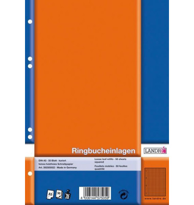 Ringbucheinlagen 100050496, kariert, A5, 70g, 6-fach-Lochung