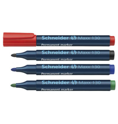 Permanentmarker Maxx 130, SN113094, Pack, 4-farbig sortiert, 1-3mm Rundspitze