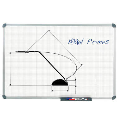 Raster-Whiteboard MAULoffice 90 x 60cm kunststoffbeschichtet Aluminiumrahmen Raster 10x10mm