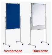 Moderationstafel Pro 638 09 82, 75x120cm, Textil + Whiteboard (beidseitig), pinnbar, beschreibbar, magnetisch, mit Rollen, blau 
