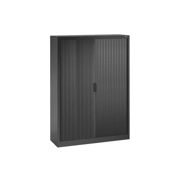 4050646266441 - Rollladenschrank mit Horizontal-Jalousie HxBxT 1660 x 1200 x 420 mm 3 Fachböden 4 Ordnerhöhen schwarzgrau