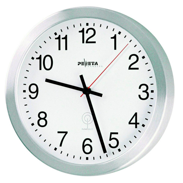 4250594527063 - PEWETA Funkwanduhr Alu Funk-Wanduhr D 40cm Ø 40 cm silber