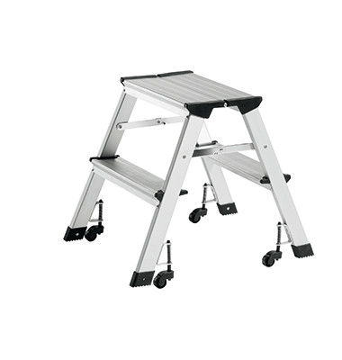 Alu Klapptritt 898 2-stufig 45cm hoch mit Gleitrollen