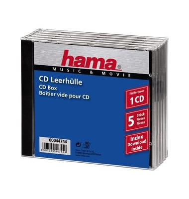 CD/DVD-Leerhülle JewelCase klar/sw f.1 CD/DVD