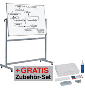 Stativdrehtafel-Whiteboard MAULpro, 6336784, 225x195x65cm (BxHxT), kunststoffbeschichtet, Aluminium