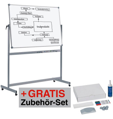 Stativdrehtafel-Whiteboard MAULpro, 6336784, 225x195x65cm (BxHxT), kunststoffbeschichtet, Aluminium