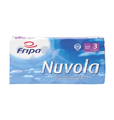 Toilettenpapier Nuvola 1200801, 3-lagig, hochweiß, 250 Blatt / Rolle,