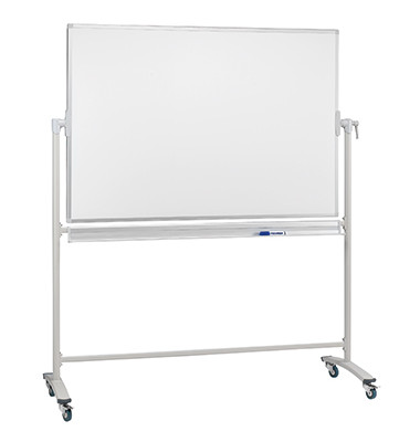 Whiteboard Mobil 150 x 100cm emailliert Aluminiumrahmen drehbar beidseitig