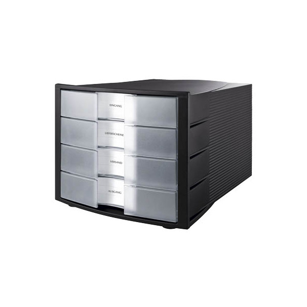 4012473101234 - Schubladenbox Impuls 1010-363 schwarz transparent 4 Schubladen geschlossen 4012473101234 HAN