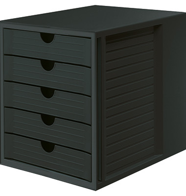 Schubladenbox System-Box Karma 14508-13 schwarz/schwarz 5 Schubladen geschlossen