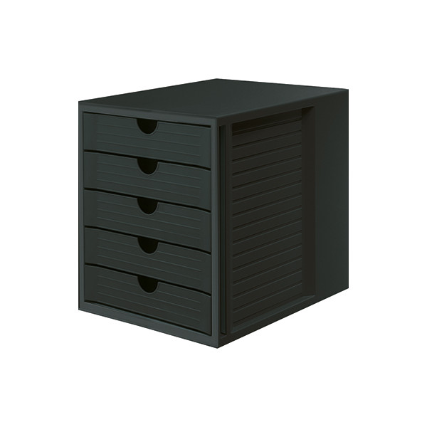 4012473145825 - Schubladenbox SYSTEMBOX KARMA 5 geschlossene Schubladen DIN A4 leichtlaufend B 274 x T 330 x H 320 mm schwarz